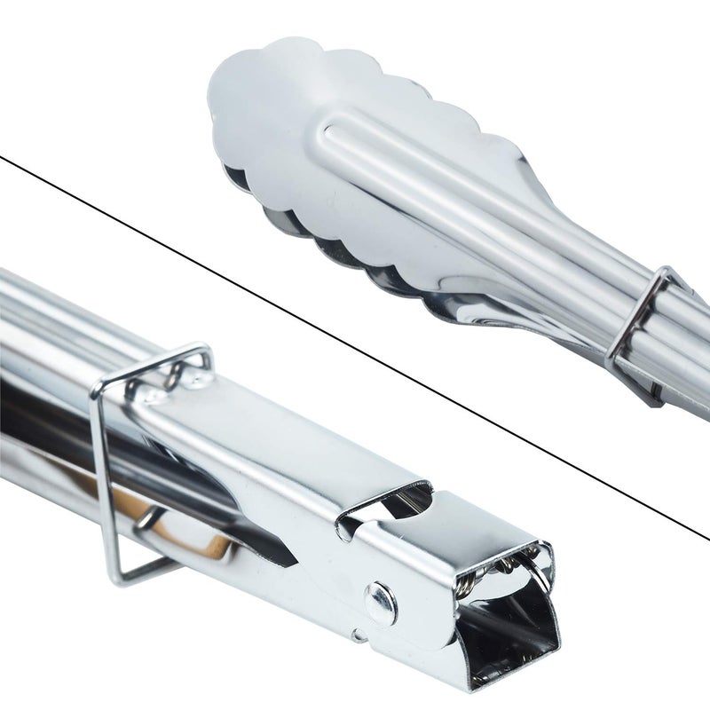 HINMAY Stainless Steel Utility Food Tongs Set Kitchen Metal Tongs for Cooking Grilling Barbecue BBQ and Serving Salad (9 12 Inch 4 Pieces) - Image 4
